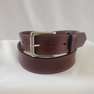 BullHideBelts.com The Maverick Mens Brown  Double Stitched Leather Belt. S:40